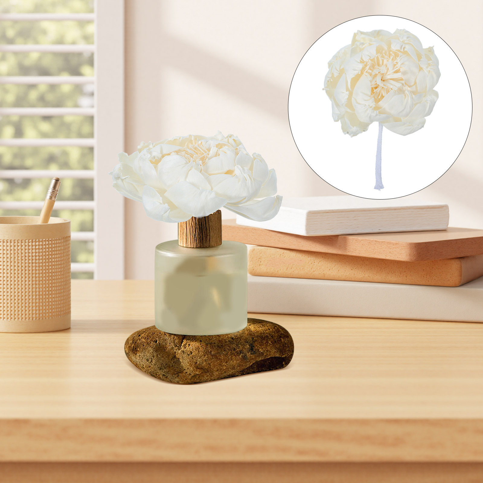 Home Fragrance Flowers - เครื่องกระจายกลิ่นหอมดอกโบตั๋น ขนาด 12 ซม. ดอกโบตั๋นเทียมสำหรับตกแต่ง พร้อมกลิ่นหอมน้ำมันหอมระเหย