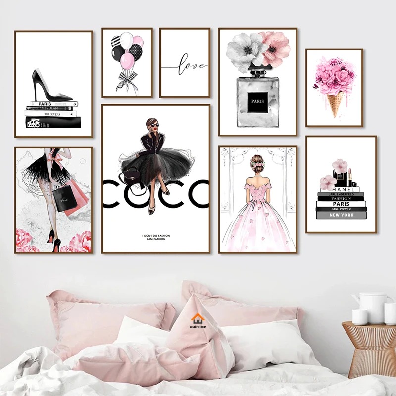 Home Fragrance Room Spray - ผ้าใบหนังสือน้ำหอมโปสเตอร์ตกแต่งสำหรับผู้หญิงจิตรกรรมตกแต่งร้านเสริมสวยหรูหราห้องนั่งเล่นหญิงสาวตกแต่งห้องนอนนอร์ดิก