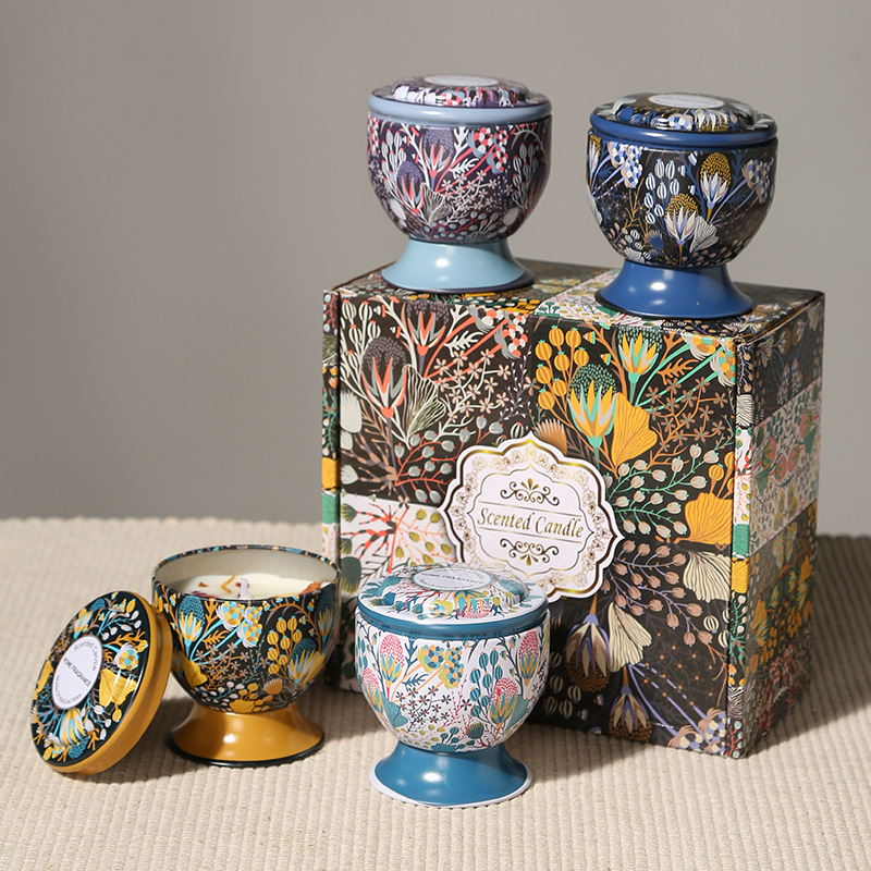Home Fragrance Scented Candle - เทียนหอมรูปทรงแก้วไวน์ ทำจากขี้ผึ้งถั่วเหลือง สไตล์โบฮีเมียน สำหรับตกแต่งบ้าน กลิ่นหอม ไม่มีควัน