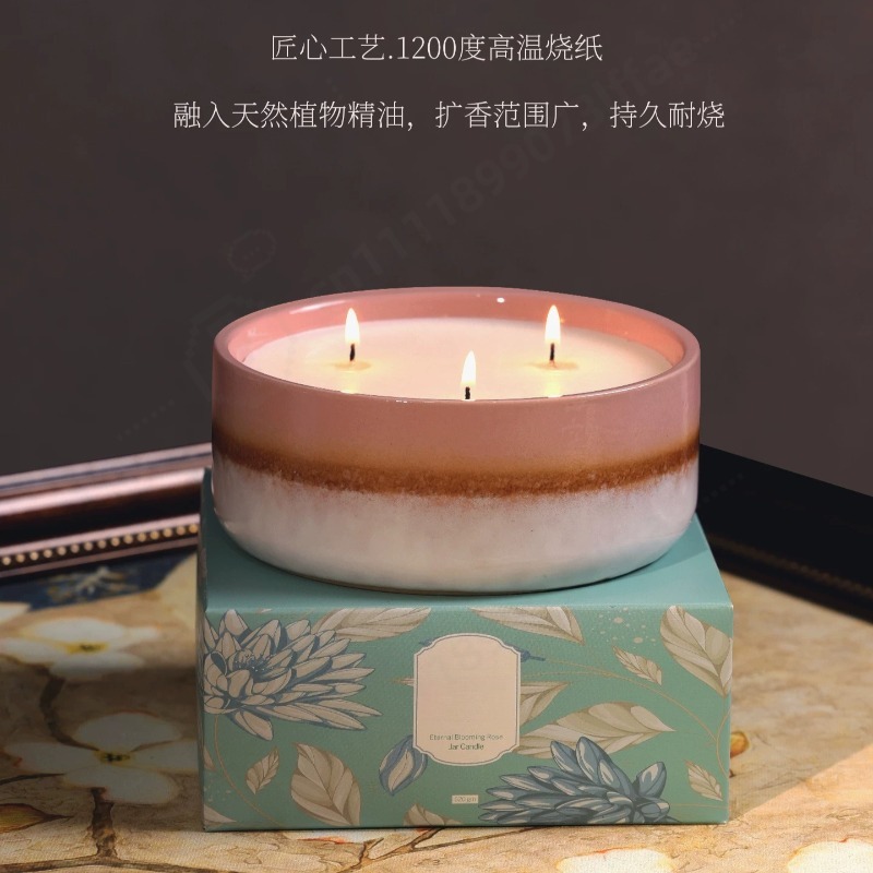 Home Fragrance Jar - เทียนหอมในโถเซรามิกขนาดใหญ่ กล่องของขวัญสุดหรู ของตกแต่งบ้าน กลิ่นหอมสำหรับวันเกิดและวันหยุด