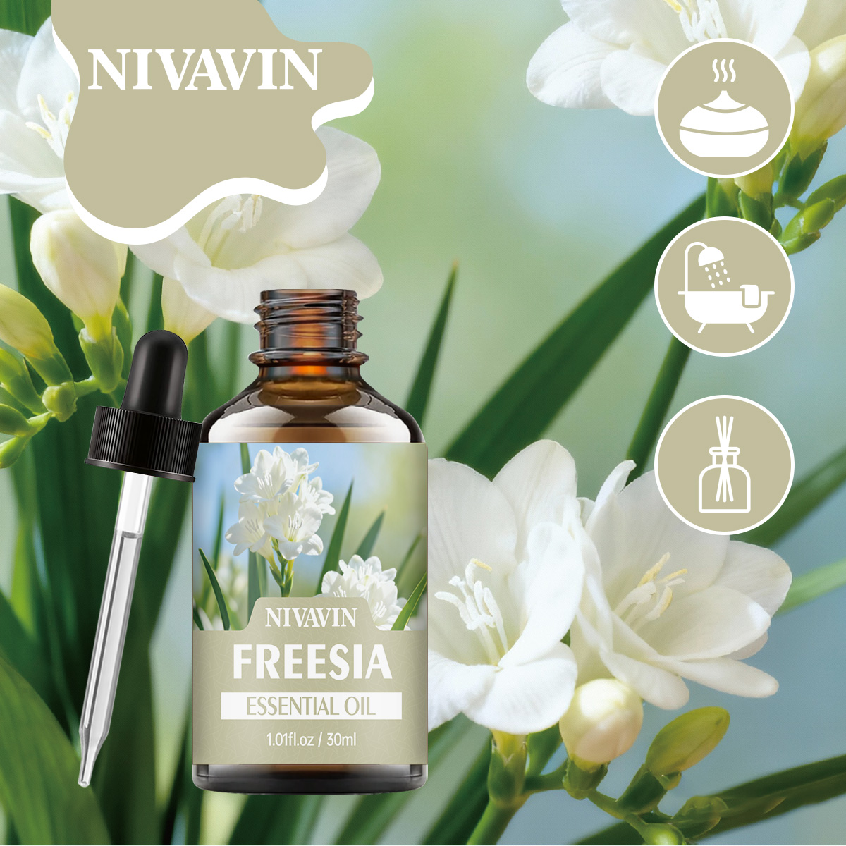 Home Fragrance Co - น้ำมันหอมระเหยฟรีเซีย NIVAVIN 30 มล./60 มล./100 มล.