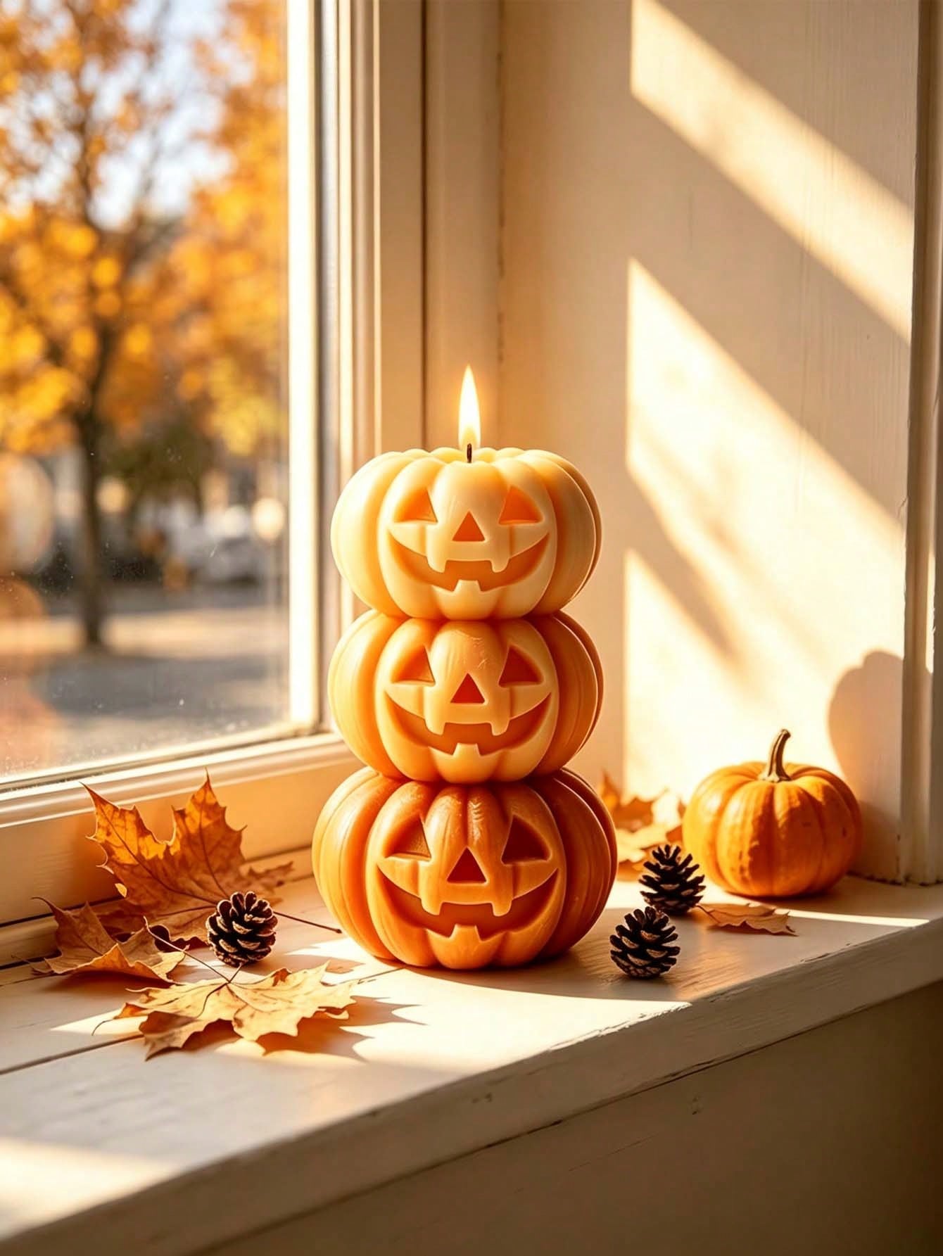 เทียนรูปฟักทอง 3 ชั้นสำหรับฮาโ - Home Fragrance Scented Candle บทวิจารณ์และราคา